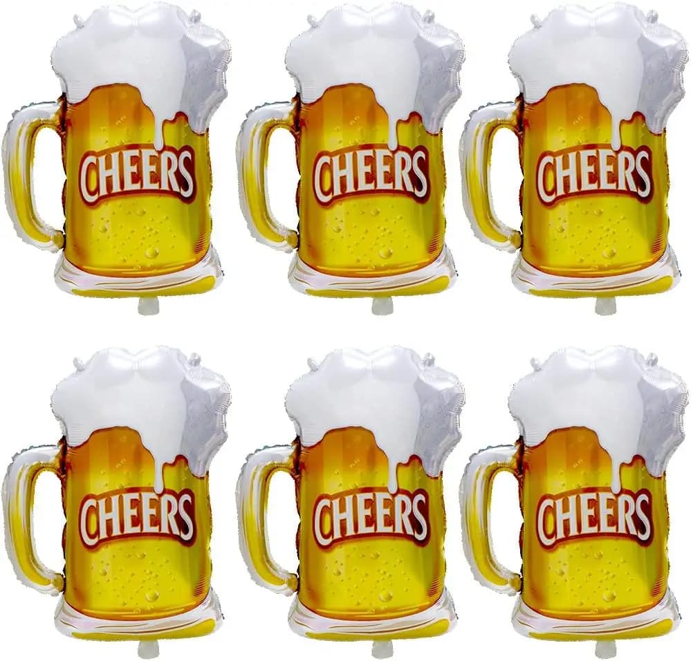 6 pezzi Cheers Beer Mug Palloncini Alcol Festival Forniture per feste Tazza di birra Palloncini in Mylar Anniversario Decorazione festa di compleanno