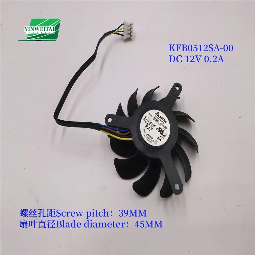 KFB0512SA-00 DC 12V 0.2A VENTOLA PER NVIDIA Quadro T1000 T400 T600 2G 4G 8G Ventola della scheda video di progettazione grafica professionale