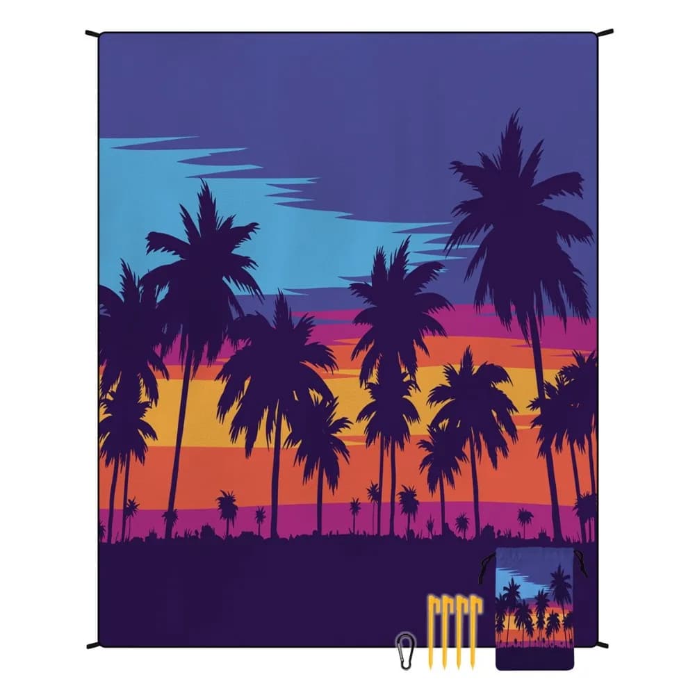 Telo Mare in Microfibra Asciugatura Rapida con Stampa Palma, 180x220cm, per Yoga, Campeggio, Picnic, Fitness, Nuoto