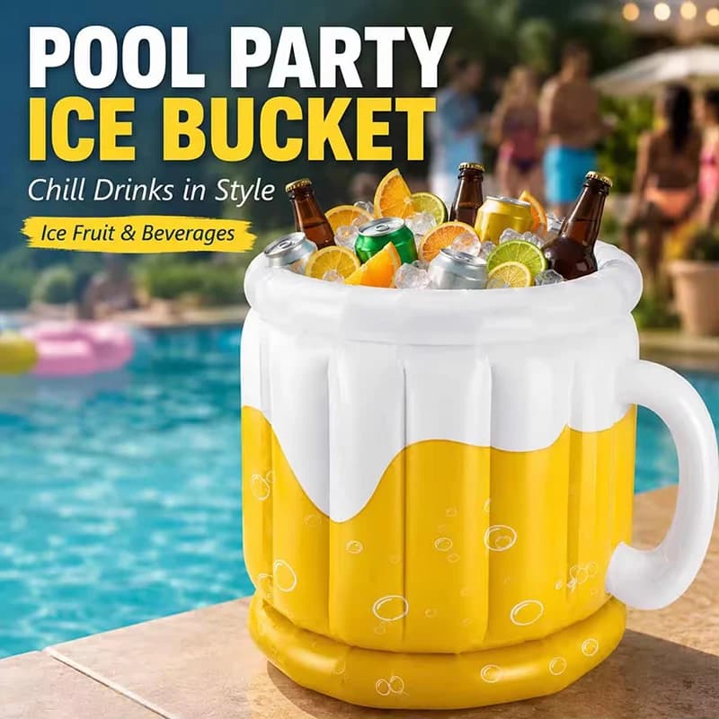1PC Inflatable Drink Cooler Beer Mug Ice Bucket PVC Party Beverage Holder for Beach Pool Patio Summer Outdoor Party
