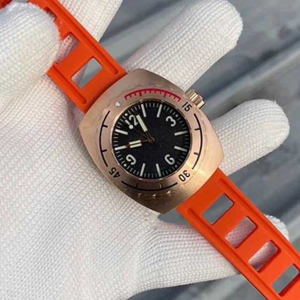 STEELDIVE Orologio Automatico da Uomo Pilot 44mm Bronzo Tonneau Meccanico Subacqueo 2000m Impermeabile BGW-9 Luminoso Zaffiro NH35