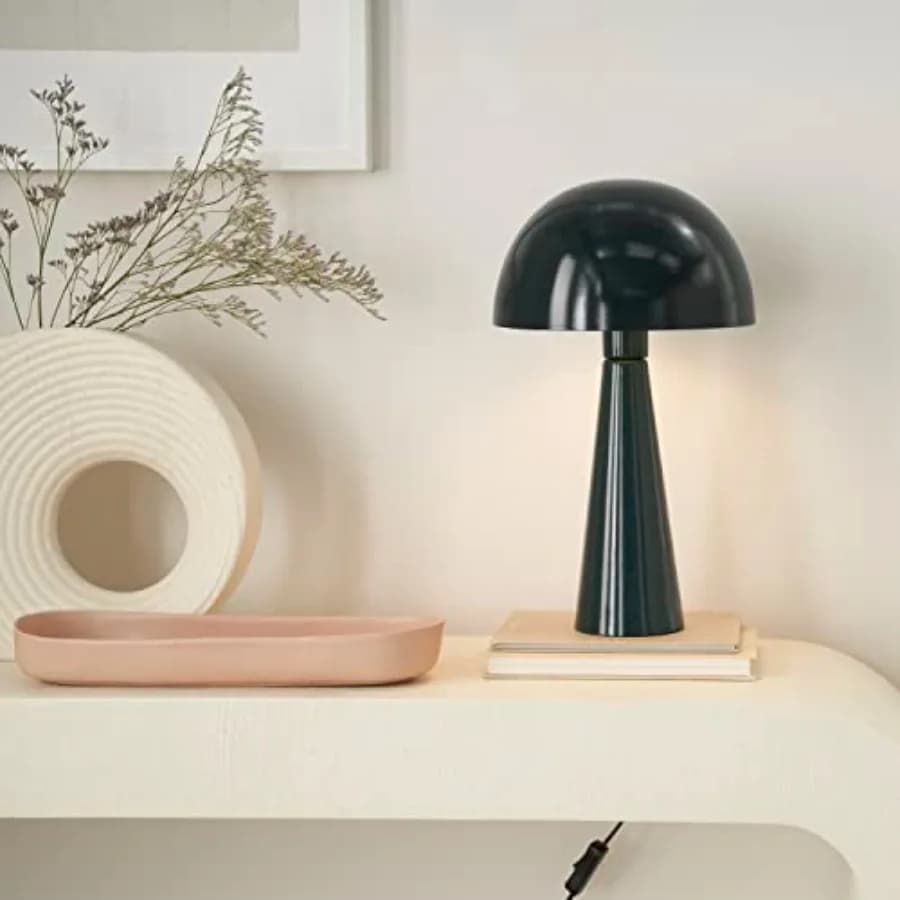 Lampada da Tavolo a Forma di Fungo in Metallo da 16 Pollici, Luce da Scrivania Moderna e Retrò per Camera da Letto, Sala da Pranzo, Ufficio, Ingresso