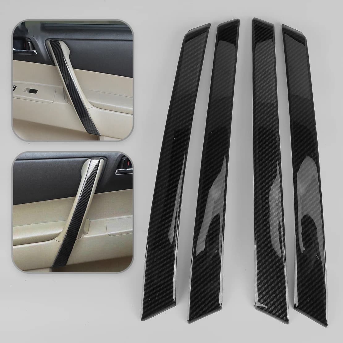 Copertura del rivestimento del pannello del bracciolo della porta interna dell'auto adatta per Toyota Highlander 2008 2009 2010 2011 2012 2013 stile in fibra di carbonio plastica ABS
