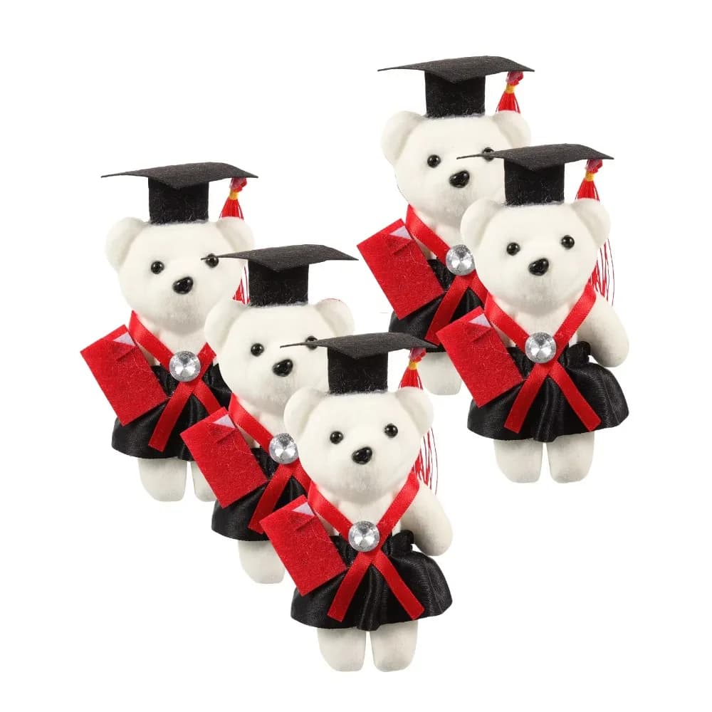 5Pcs Cute 12cm Graduation Season Doctor Bear Soft Dr. Bear Doctor Bear Plush Toy Cartoon Stuffed Plush Toy Student