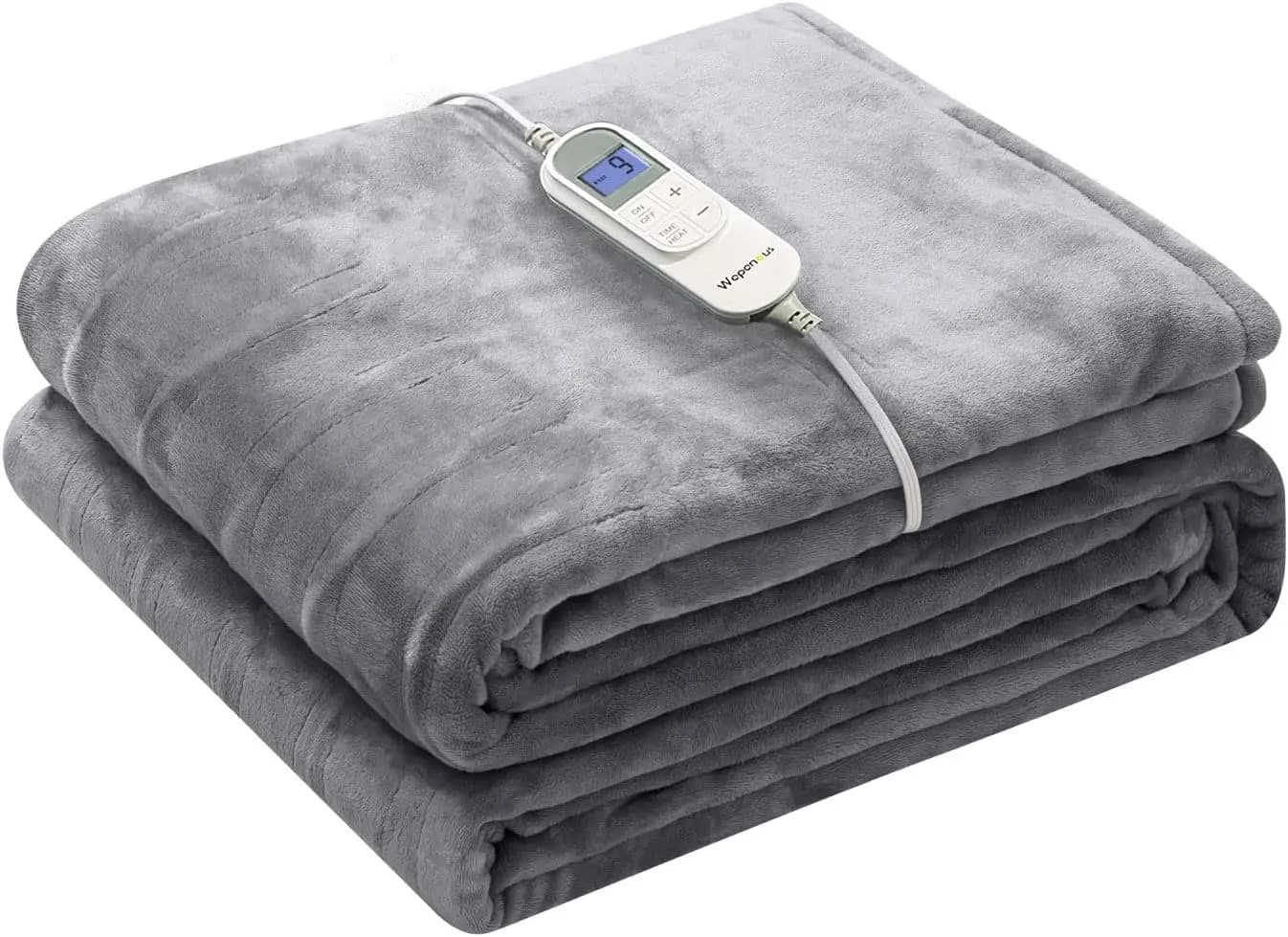 Coperta Elettrica Full Size 72"x84" con 10 Livelli di Riscaldamento e Timer 12H, Riscaldamento Rapido, in Flanella, Lavabile in Lavatrice, Grigio Chiaro