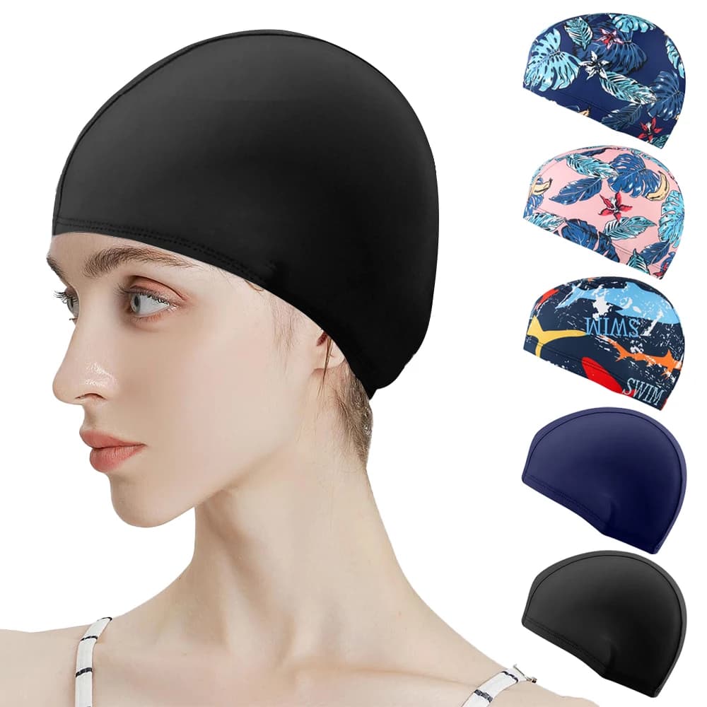Adult swim cap 1 piece, made of high elasticity polyester fabric, durable and non-waterproof fabric, elastic shower head
