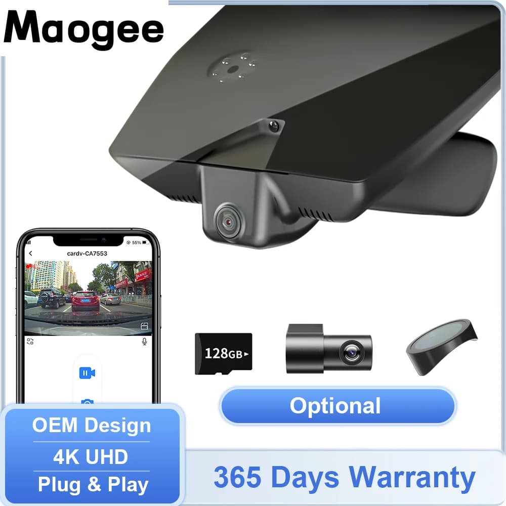 Dashcam for Car Kia Sportage 2017-2025 / Telluride 2020-2025, DVR with Integrated WIFI, 4K Front 1080P Rear, Black Box Optional