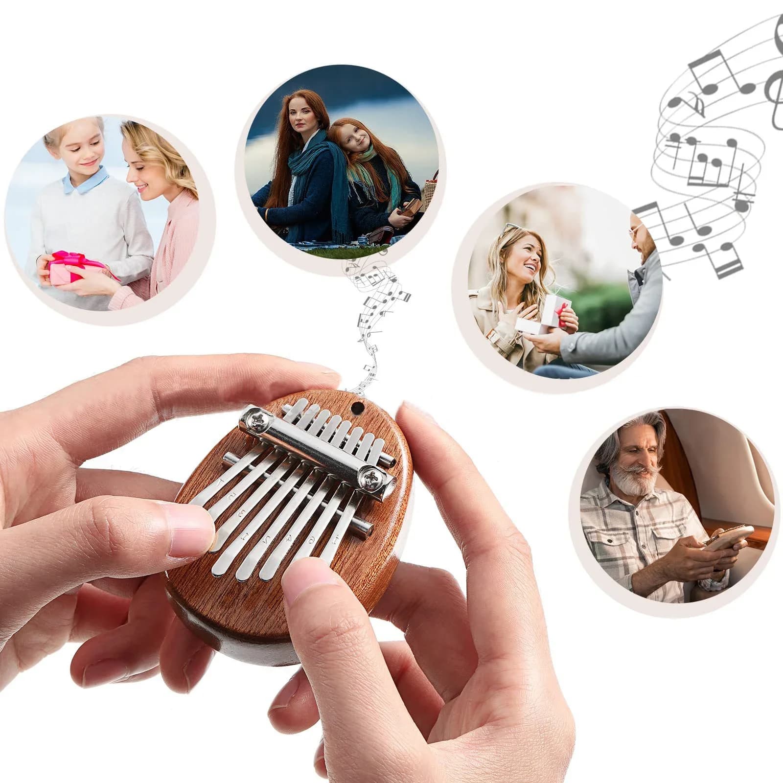 Mini Kalimba 8 tasti pollice pianoforte 1 confezione stile goccia d'acqua strumento carino set regalo squisito portatile per bambini