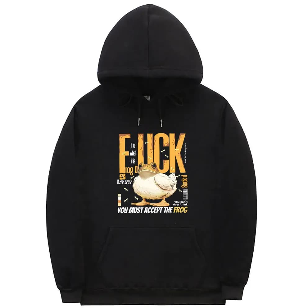 The Frog Duck Funny Meme felpa con cappuccio You Must accetta le rane Print Pullover felpe con cappuccio uomo donna Vintage tuta oversize con cappuccio