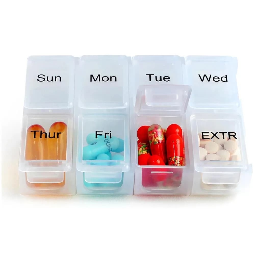 New Small Portable Travel Weekly 8 Grids Pill Box Case Organizer Storage Container for Vitamin Medicine Supplements Fish Oils