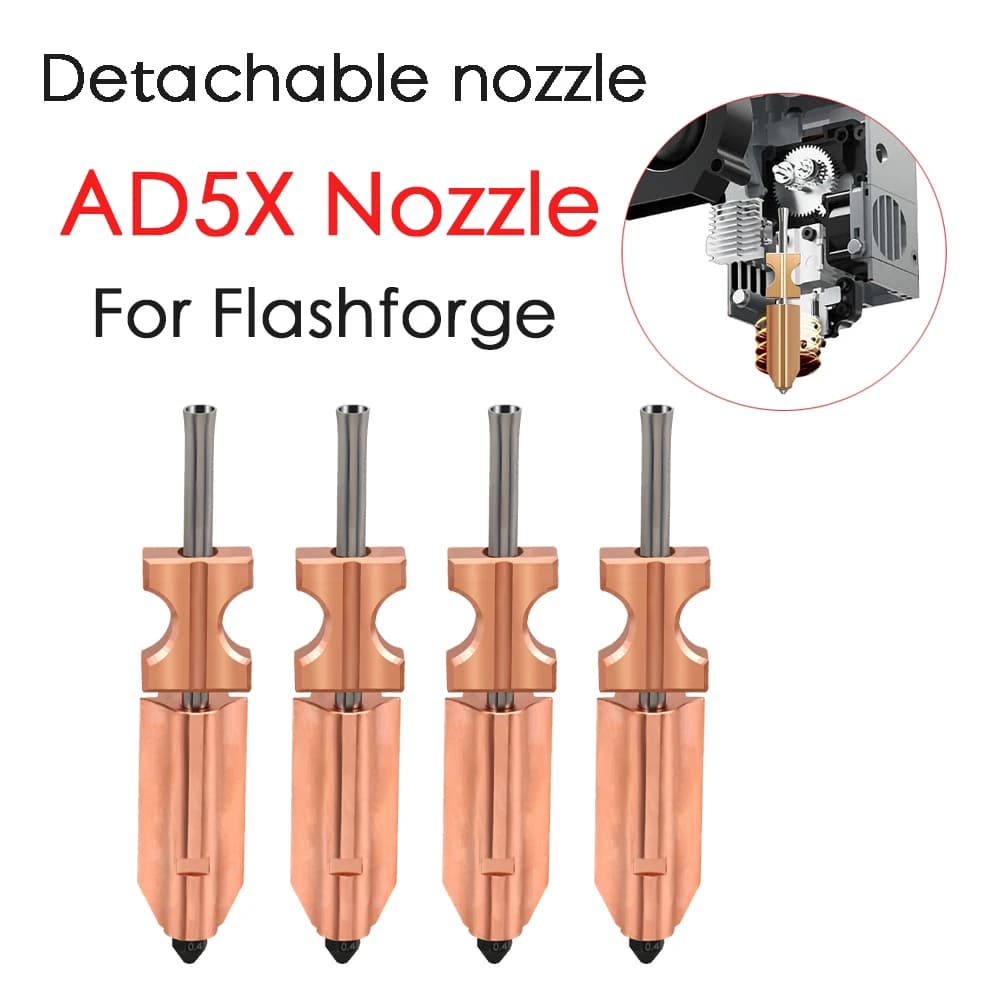 For New FlashForge Ad5x Nozzle Hardened 0.25 0.4 0.6 0.8 Adverturer Ad5x Flashforge Extruder Ad5x Hotend 3d Printer Accessories