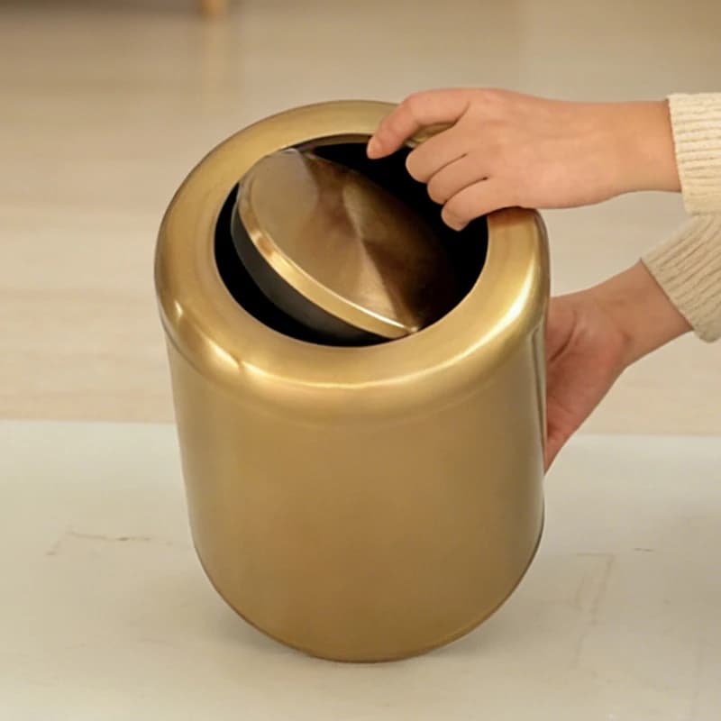 Nuovo Cestino in Acciaio Inox Dorato da 8L/2,4 Galloni - Elegante Bidone Minimalista a Doppio Strato per Soggiorno, Hotel