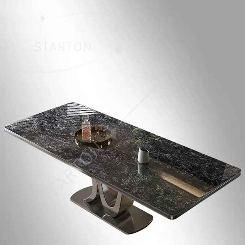 Gambe del tavolo da pranzo per cucina domestica in stile moderno in marmo Set di mobili da giardino Mesas De Comedor in metallo