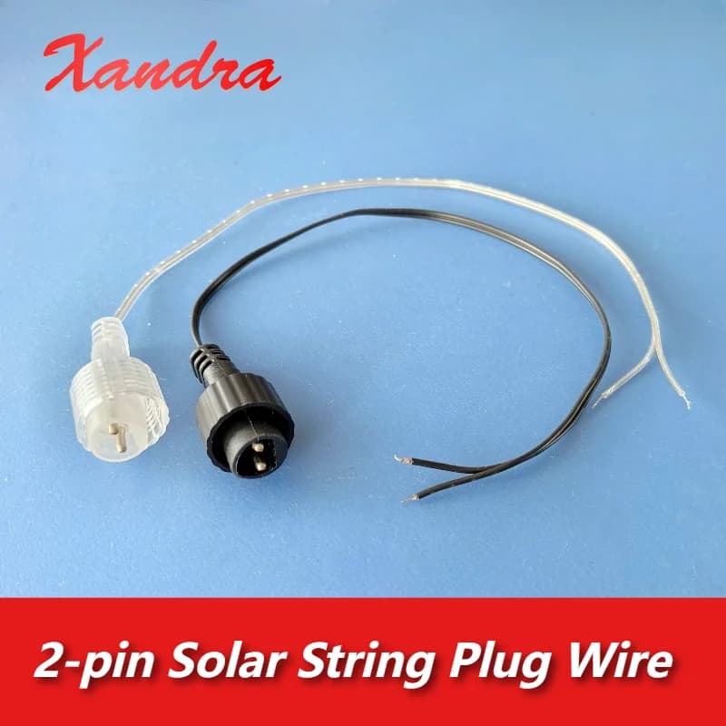 Outdoor LED 2Pin Connector with 25cm Wire for Solar String Lights 1A 0.25 Square IP65 Waterproof Extension Cable for Solar Panel
