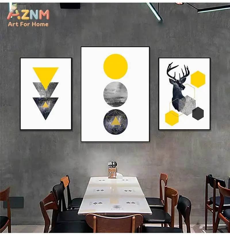 Painting for Living Room No Framed Nordic Style Geometric Starry Abstract Deer Wall Art Print Picture Canvas