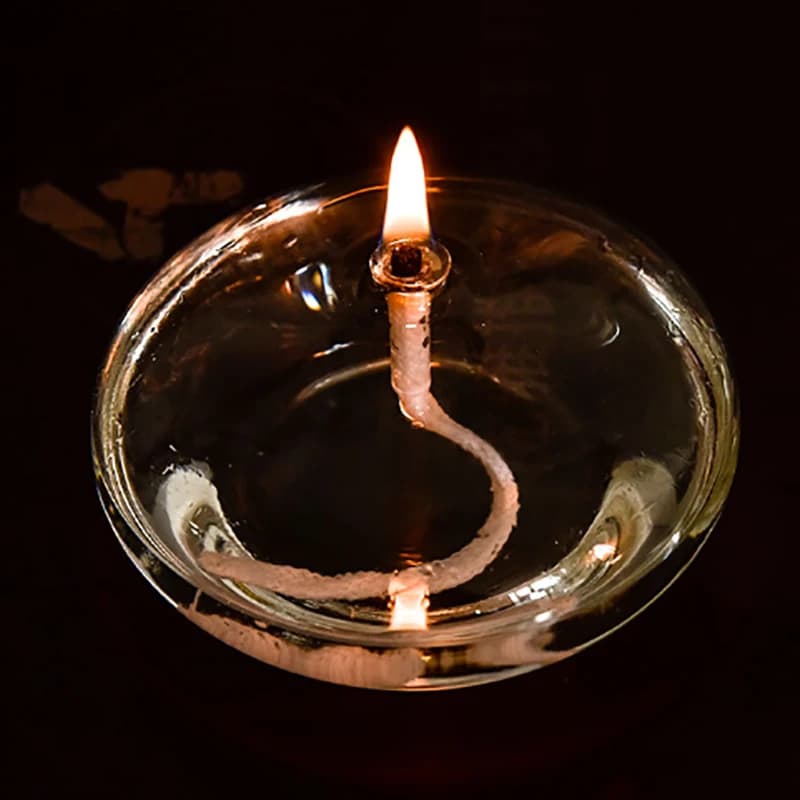 Decorazione rustica natalizia per la casa Candeliere in vetro trasparente oblato fatto a mano Lampada a olio Candela da tavolo