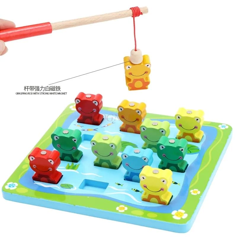 Giocattolo magnetico da pesca in legno per bambini, coordinazione occhio-mano, blocchi puzzle per l'educazione precoce