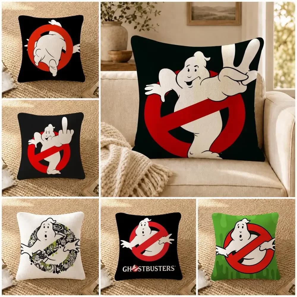 Movie G-Ghostbusters Cushion Cover Soft Short Plush Decorative Pillow Cover for Sofa Bedroom Easy to Clean