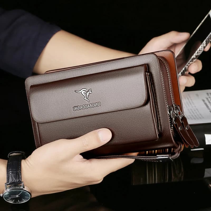 Fashion Men's Wallets Brand Large Zipper Wristlets Phone Man Clutch Bag Business Card Holders Male Leather Wallet Coin Purses