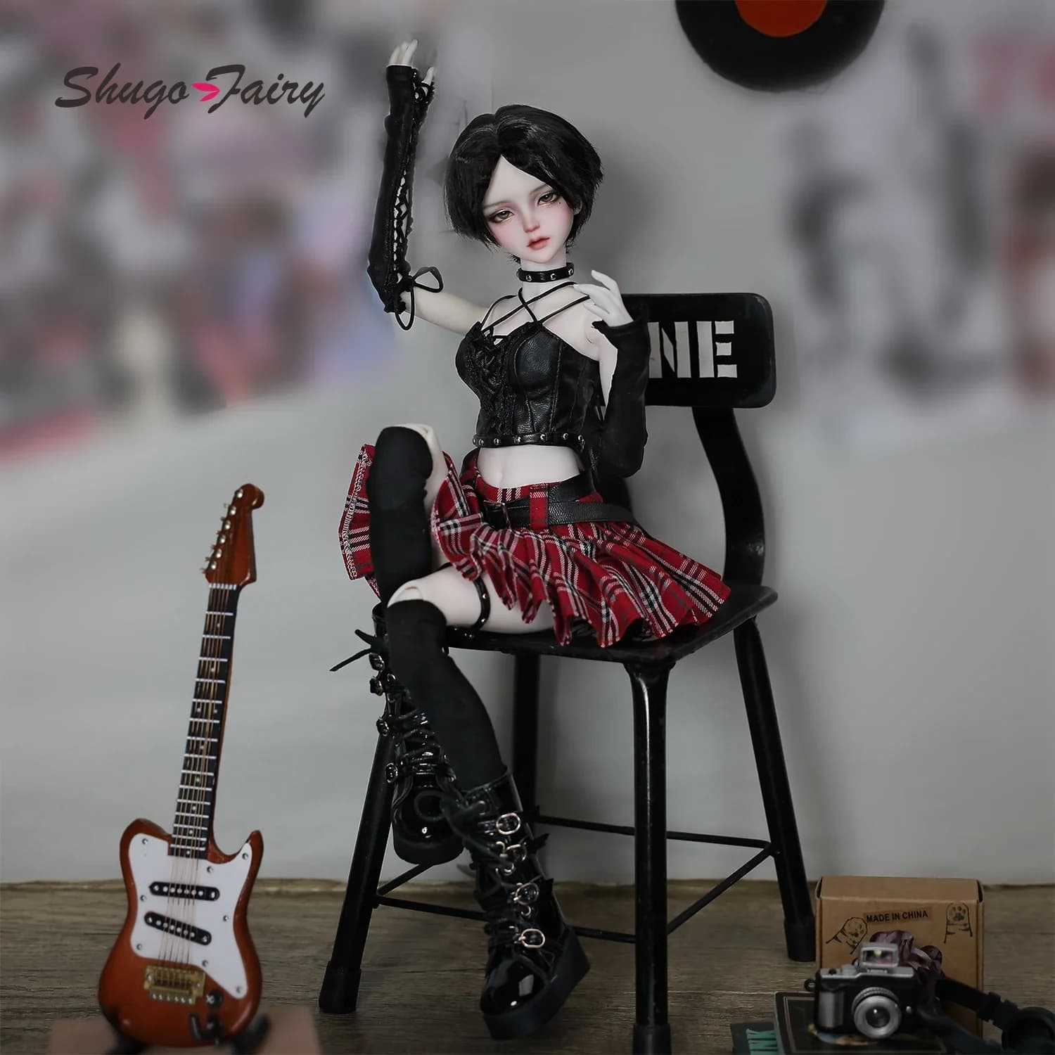 Carmen F 1/4 BJD Punk Rock Star Doll Set completo in stile anime con completo in pelle e parrucca | Collezione originale ShugaFairy