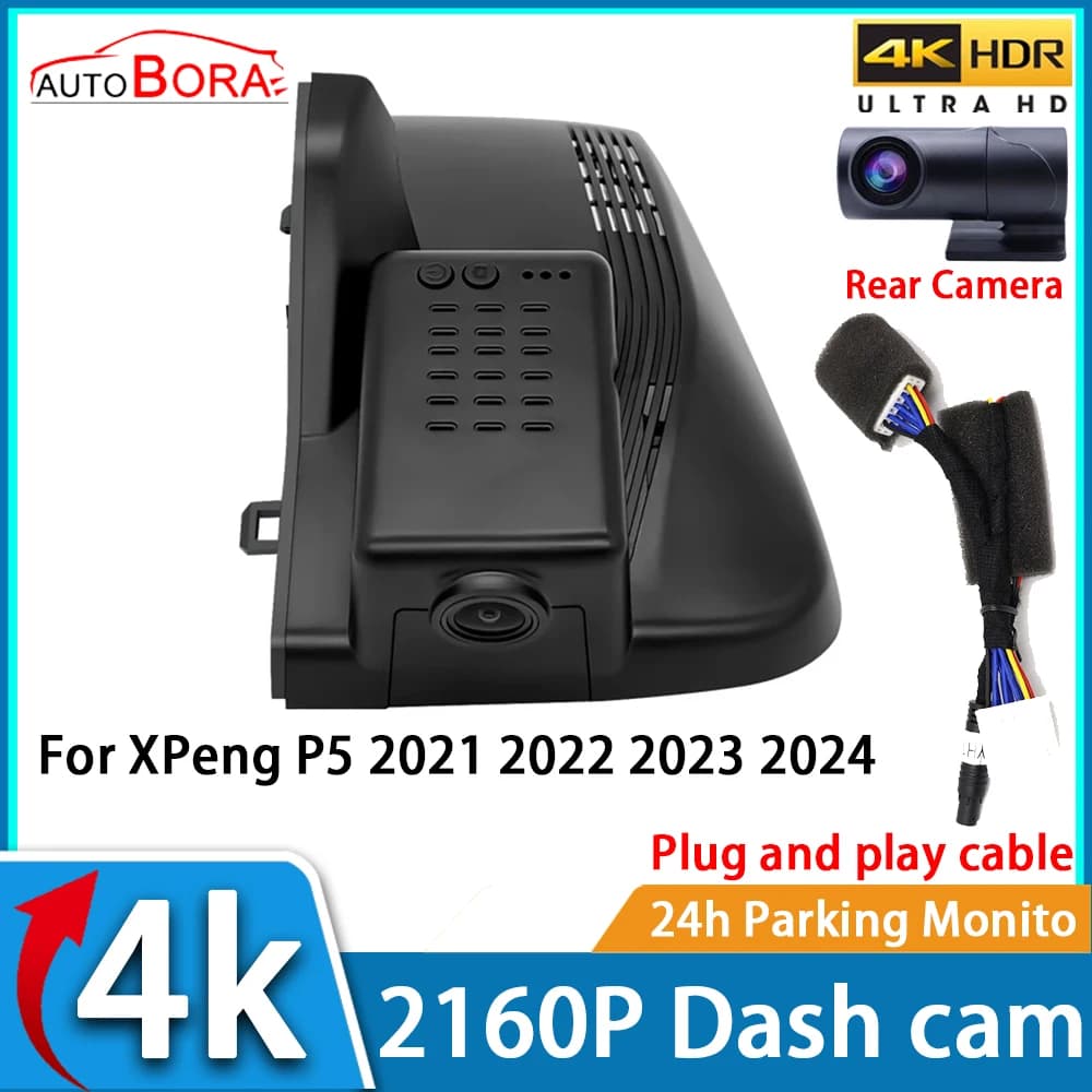 Video Recorder for Auto ZhuCam with Night Vision UHD 4K 2160P DVR Dash Cam for XPeng P5 2021 2022 2023 2024