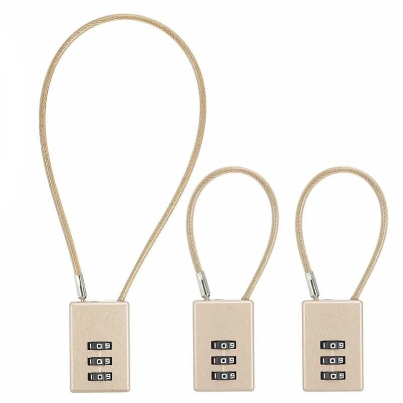 Combination lock with long wire rope, cheap zinc alloy locks for bag, gym club, locker