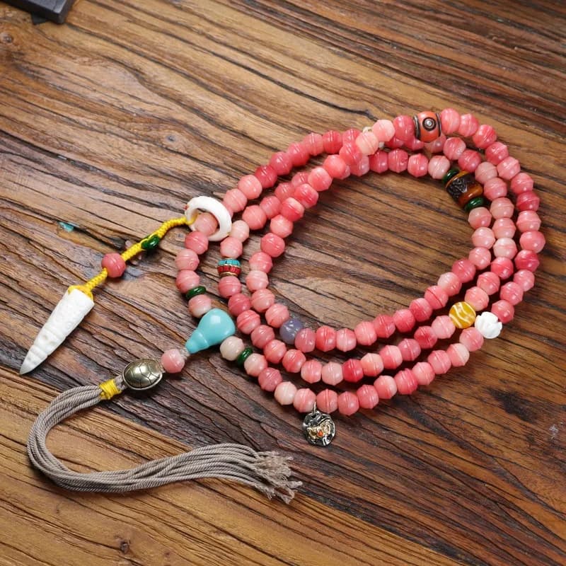 Blood-colored camel carved bell necklace DIY multi-loop bracelet Tibetan bone toy personalized prayer Buddhist beads