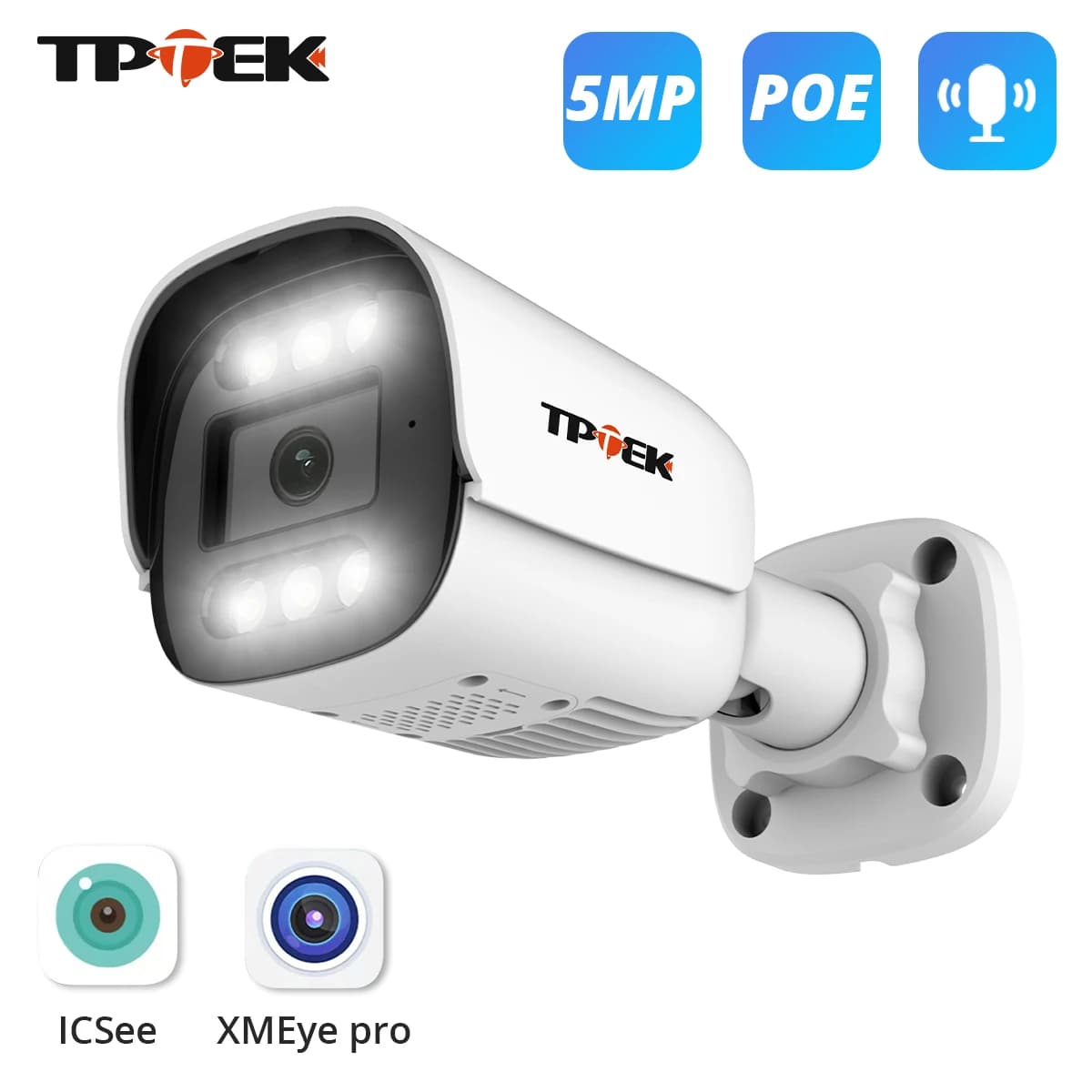 Telecamera di videosorveglianza PoE da 5 MP IP Onvif Audio bidirezionale 48 V POE DC 12 V Visione notturna iCSee XMEeye Pro telecamera di sicurezza per NVR