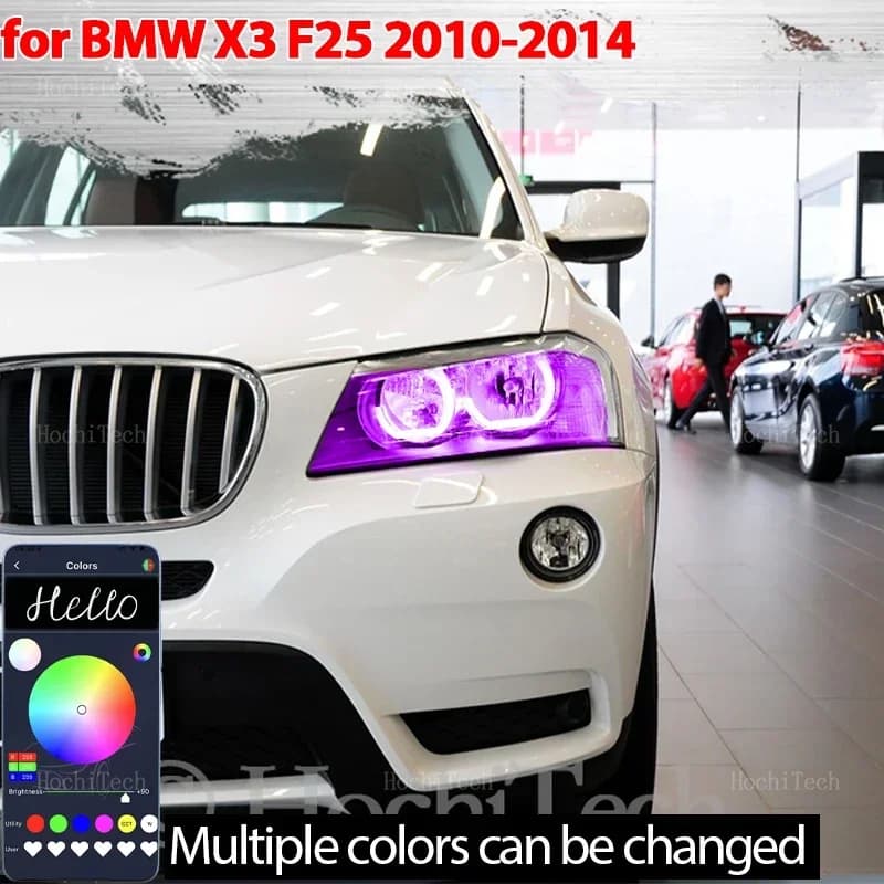 Kit Anelli Luminosi RGB Angel Eyes Multicolore con Telecomando per Fari Alogeni BMW X3 F25 2010-2014