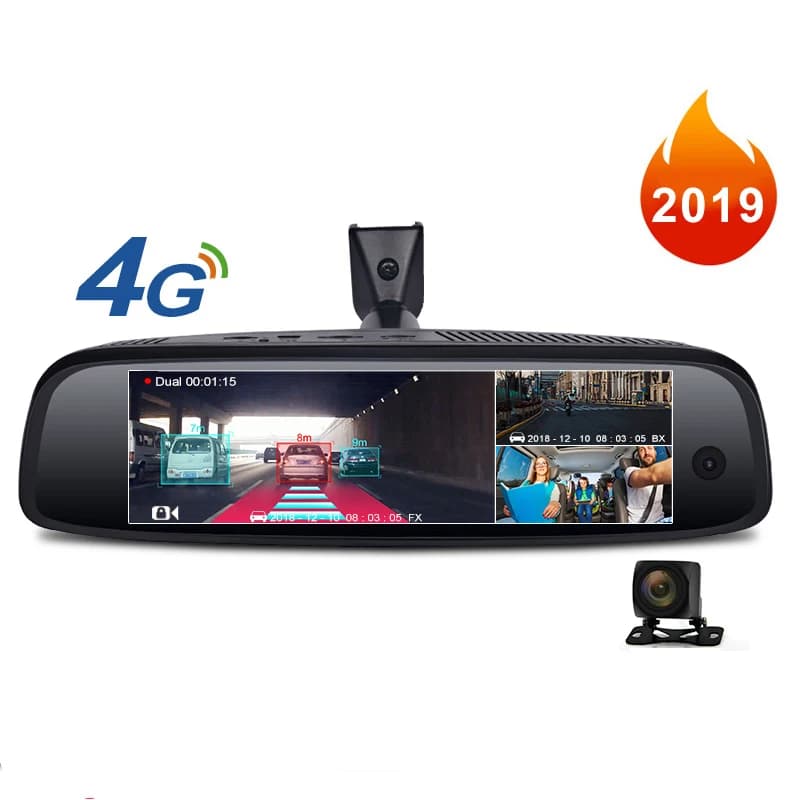 2019 Nuovo 2 + 32GB 3-CH DVR per auto ADAS 4G Android Specchietto retrovisore FHD 1080P Staffa speciale Auto DashCam Camera per taxi