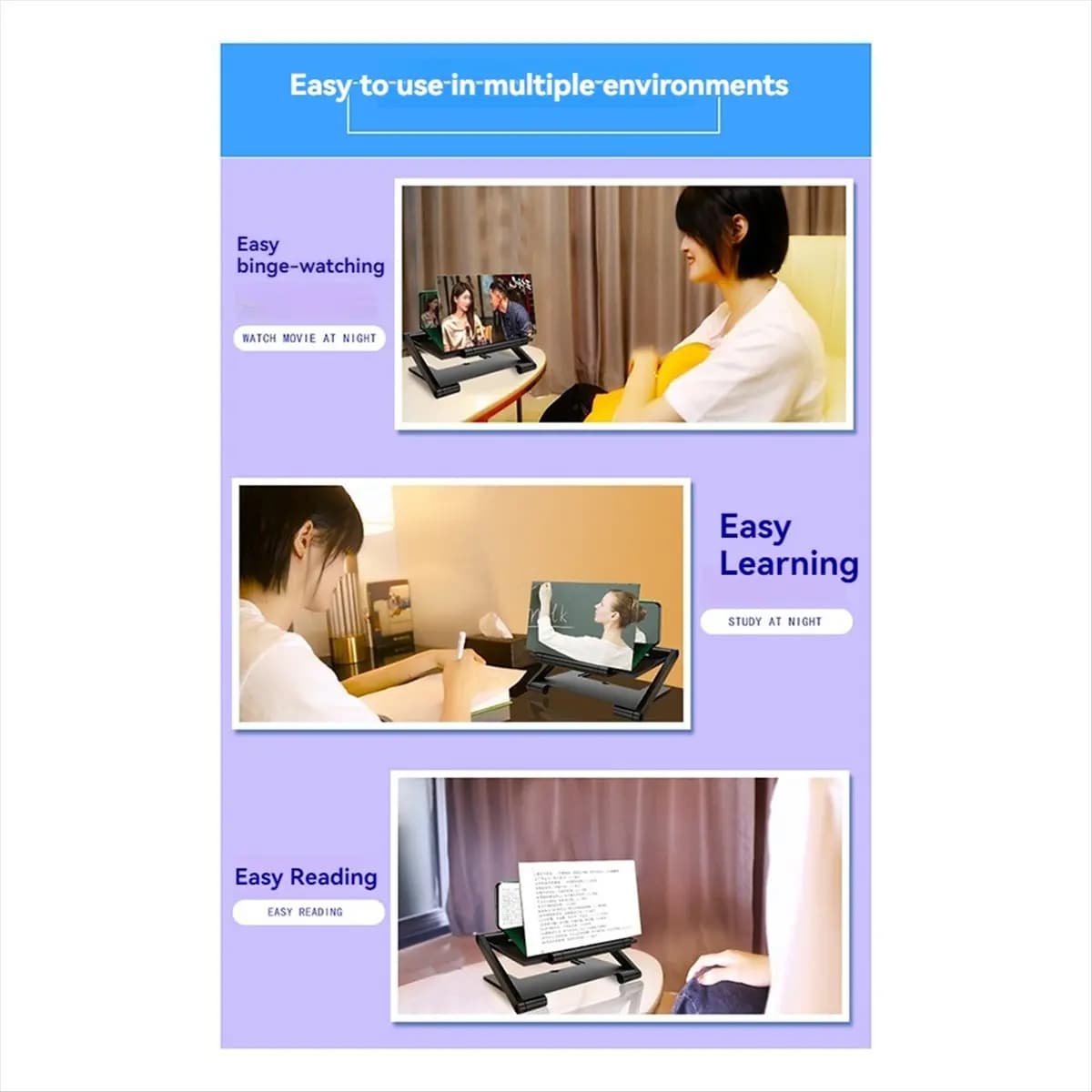 (ABLP) Folding Mobile Phone Magnifying Glass HD Cell Phone Screen Amplifier Projector Screen Enlarge Magnifier Phone Holder