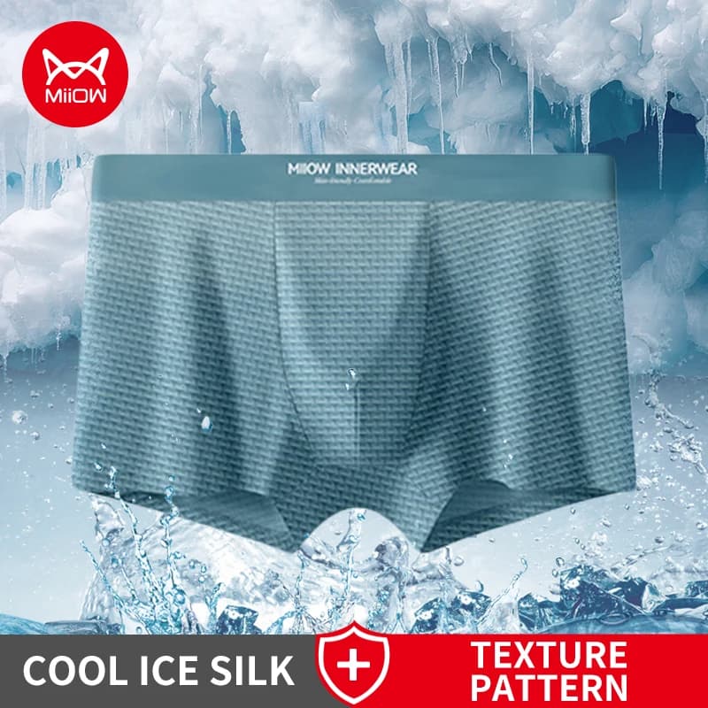 MiiOW 3 pezzi boxer intimi da uomo jacquard di seta ghiaccio 10A mutandine da uomo antibatteriche mutande boxer da uomo traspiranti slip