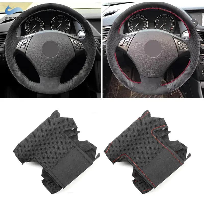 Rocks Suede leather cover on the wheel of the car for BMW Series 3 E90 E91 2005 2006 2007 2008 - 2011 X1 E84 2010 2012 2013