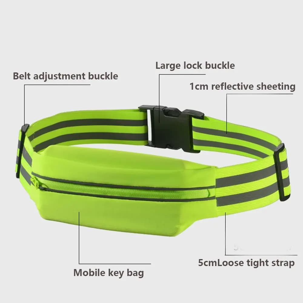 Borsa da Cintura Riflettente di Sicurezza, Regolabile e Impermeabile, Borsa a Tracolla per Corsa, Cintura Elastica Sportiva Riflettente Confortevole