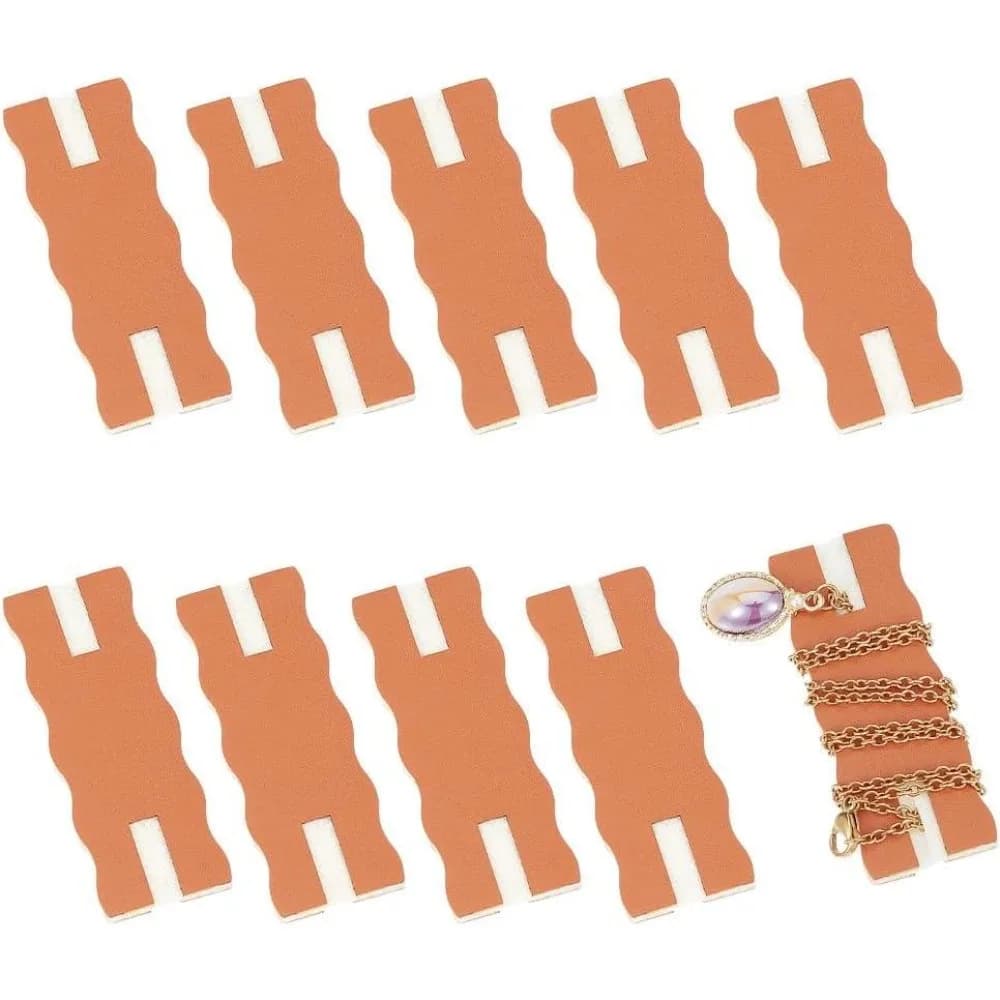 10pcs Portable Tangle-Free Jewelry Organizer 2.5x1x0.1 Inch Brown Rectangle Tangle-Free Necklaces Organizer Necklace Card