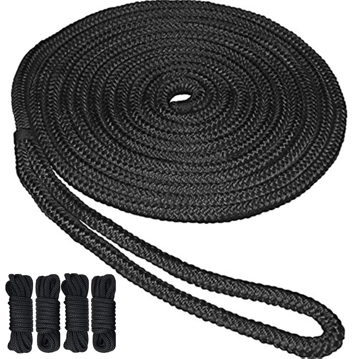 2/4 confezioni doppie linee di banchina in Nylon intrecciato corda corda di ormeggio marina 3/8 1/2 cravatte per barche alla linea di banchina corda di ancoraggio per barche con occhielli da 12 pollici