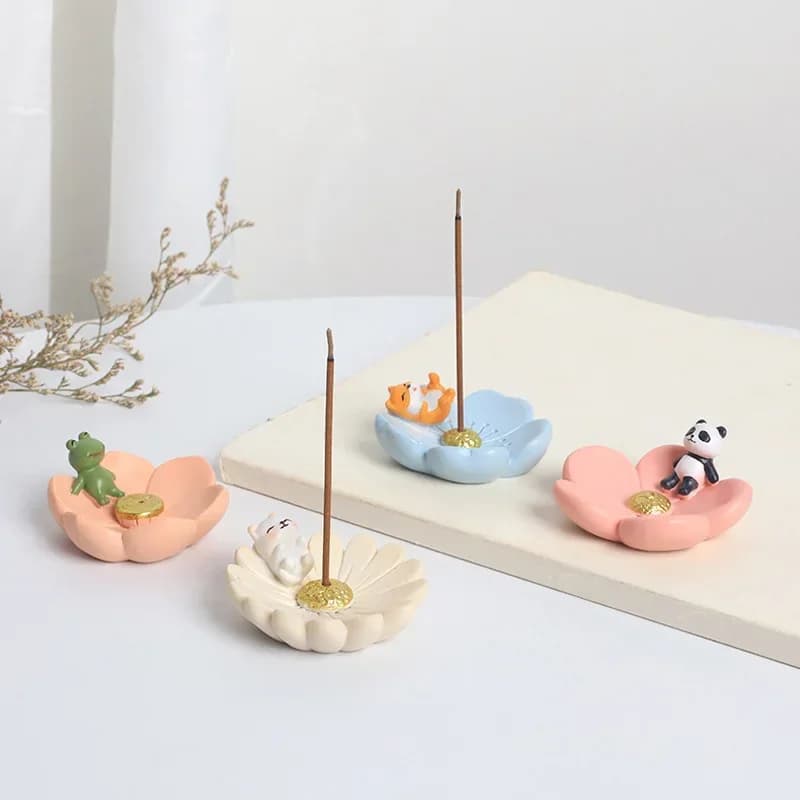 1 Pezzo Bruciatore di Incenso in Resina a Forma di Ciliegio Sakura con Raccogli Ceneri, Porta Incenso e Piatto per Aromaterapia per Decorazione Domestica