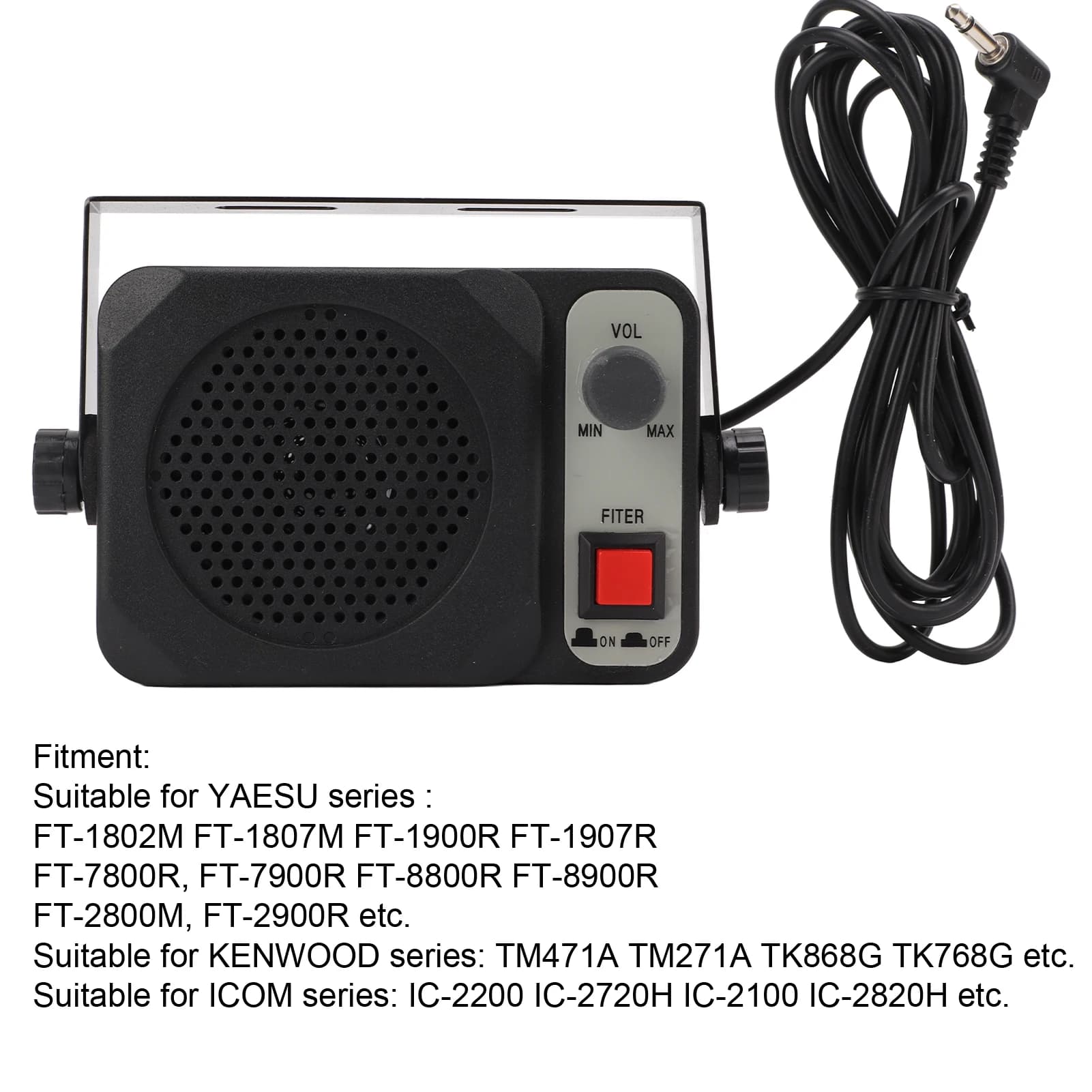8 Ohm External Speaker for Car Mobile Radio Walkie Talkie Loud HiFi Adjustable Volume for Ham Radio Base Station Two Way Radio