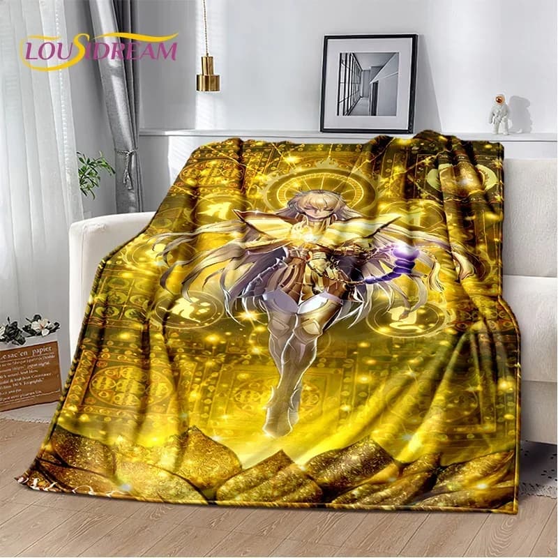 Cartoon Saint Seiya 3D Retro Soft Flannel Blanket for Beds Bedroom Sofa Picnic,Throw Blanket for Cover Outdoor Leisure Nap Gift
