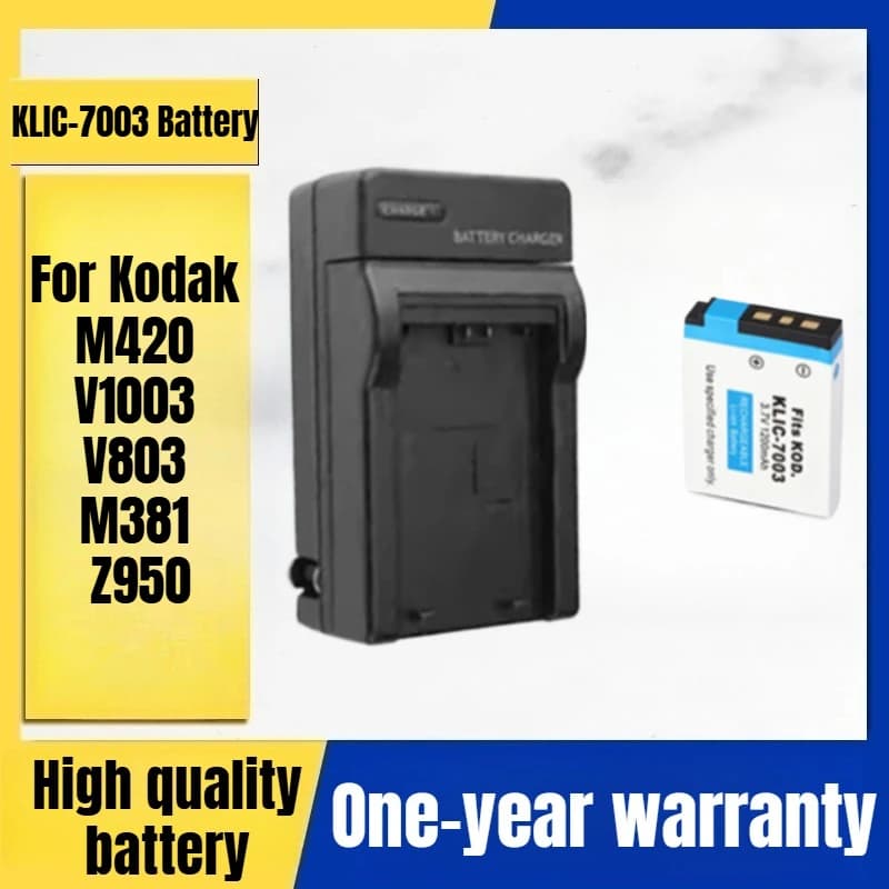 Camera battery KLIC-7003 + charger for digital camera Kodak M420 V1003 V803 M381 Z950 3,7 V 1200 mAh