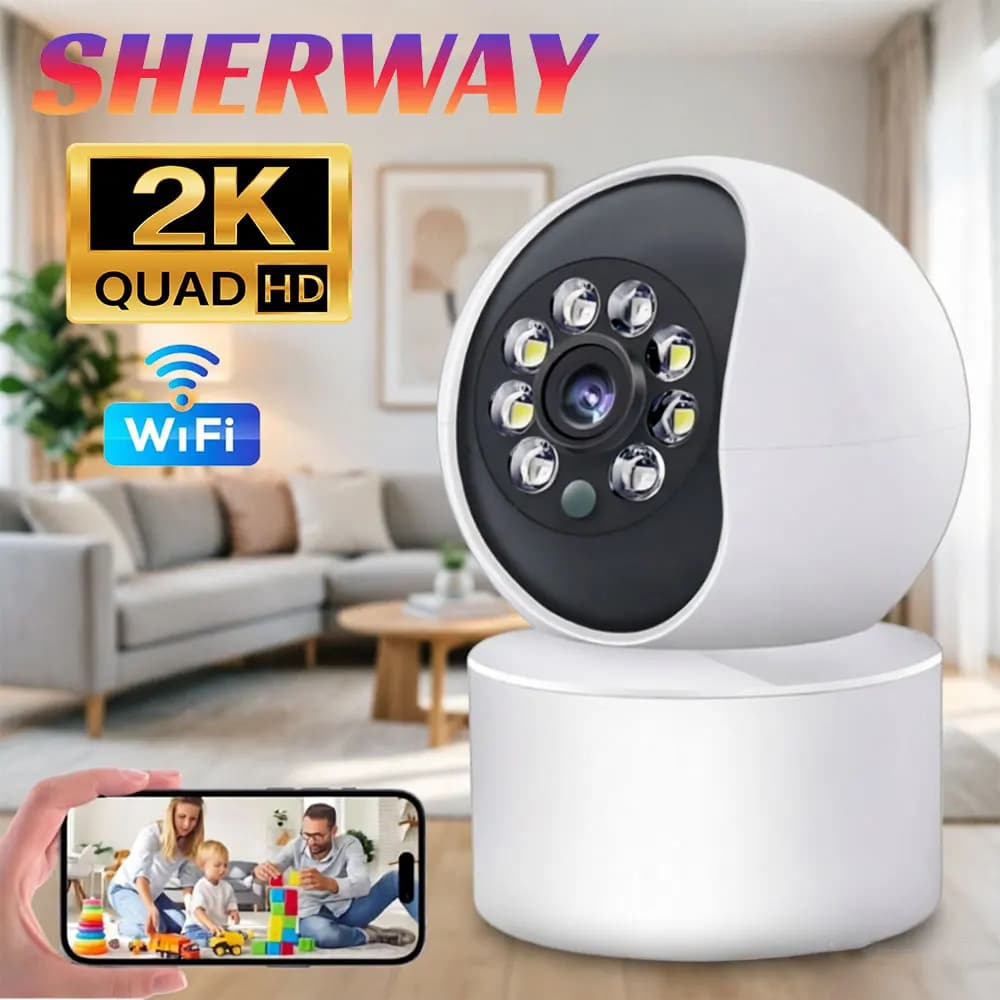 Telecamera IP WiFi 2K Mini per Casa Intelligente, Monitor per Bambini con Audio Bidirezionale, Telecamere di Sorveglianza Wireless con Tracciamento Automatico delle Persone