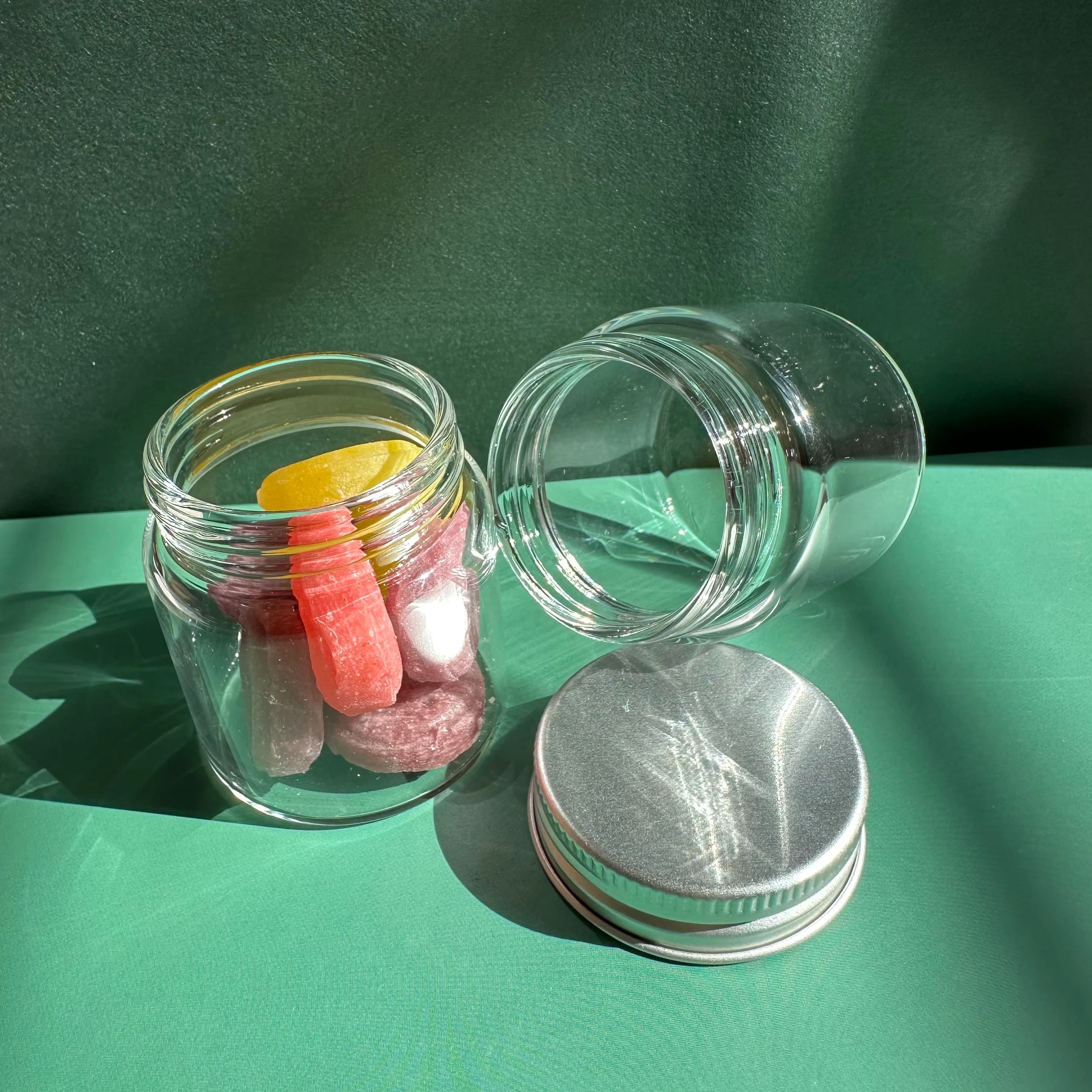6/12/24 vasetti di vetro con tappo a vite in argento da 50 ml, mini bottiglie di vetro per conservare le spezie, artigianato fai da te, caramelle, semi (33x47x50 mm)