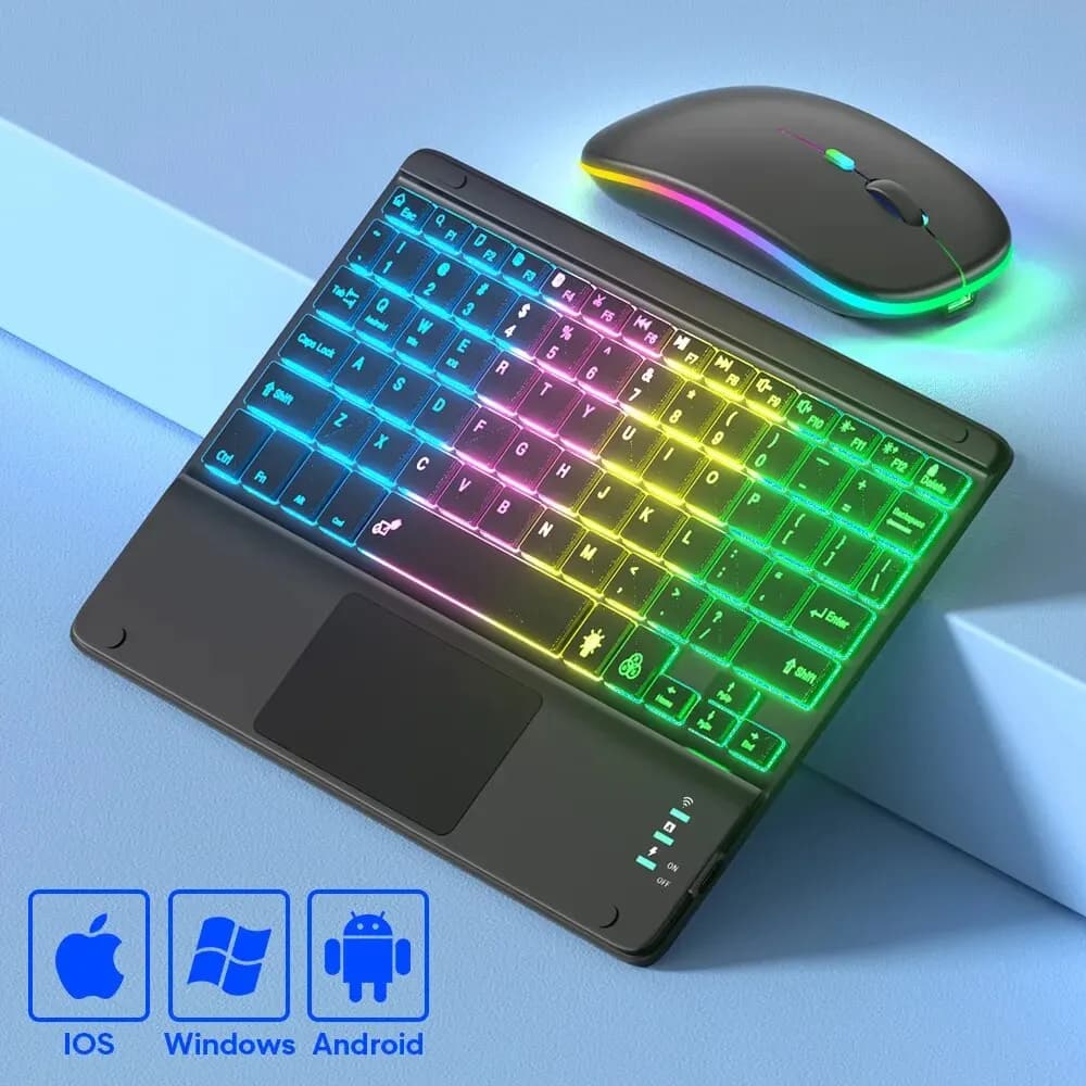 For iPad Keyboard Tablet Bluetooth Keyboard with Rechargeable Rechargeable Spanish Keyboard Touchpad for Android/ Window