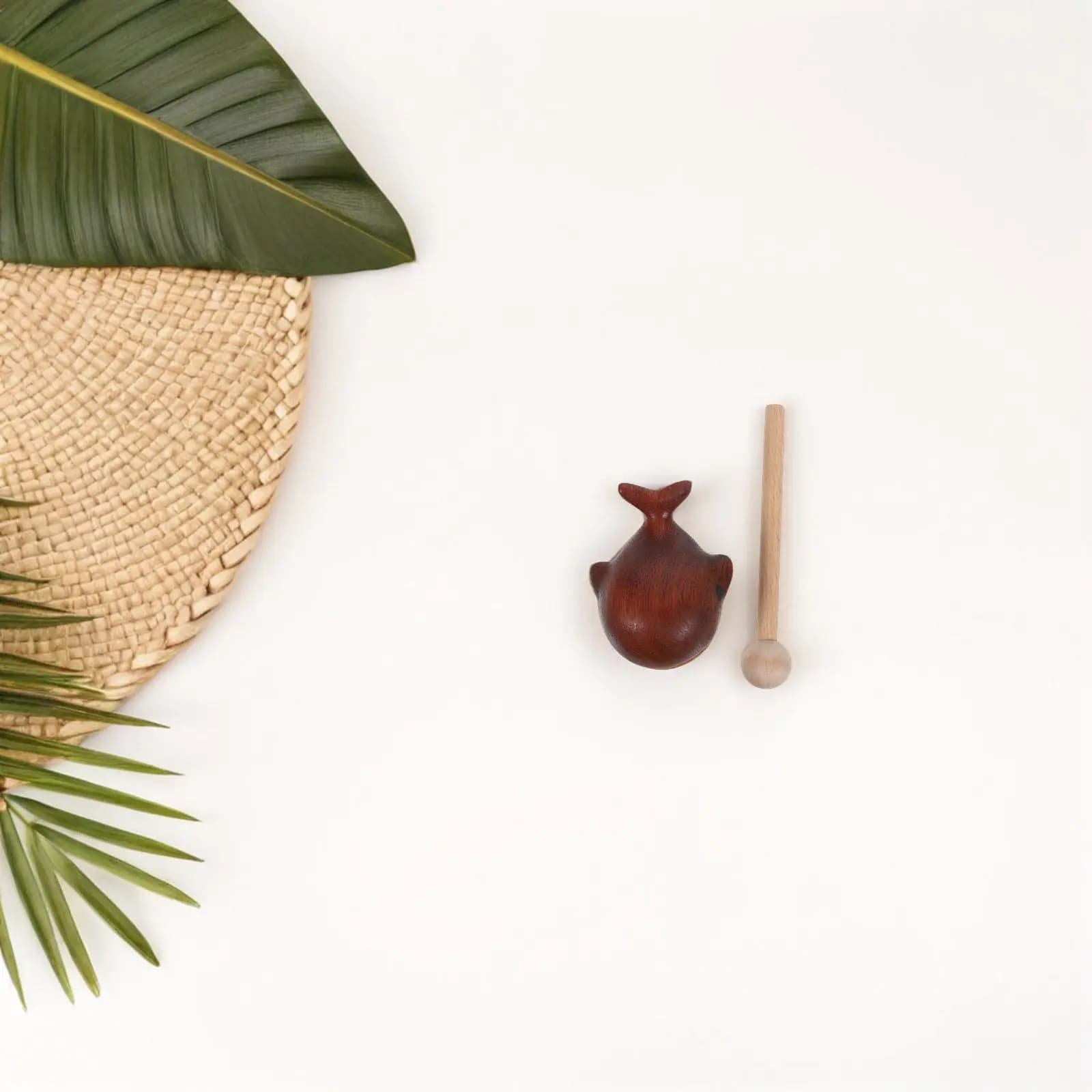 Wooden Temple Block Mallet Whale Design Percussion Musical Instrument Car Dashboard Decoration Coastal Rhythm Instrument Marine