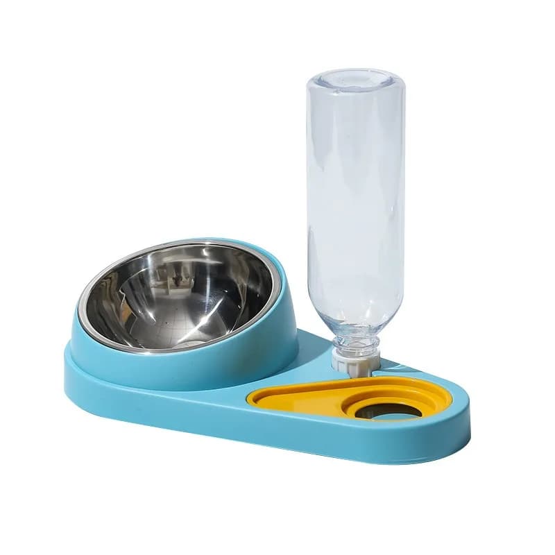 Automatic Pet Feeder Water Bowl, Anti-spill Dog Cat Food Water Dispenser, 2-in-1 Pet Drinking Bowl for Small Medium Pets