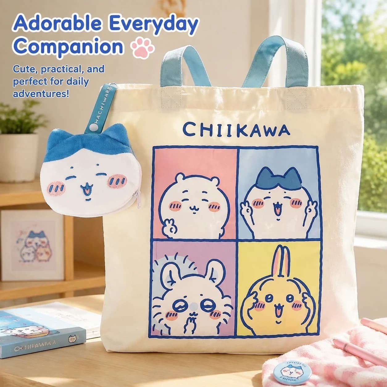 Foldable Portable Shopping Bag Set Ultra Light Eco Friendly Reusable Storage Pouch Chiikawa Usagi Collaboration Merchandise