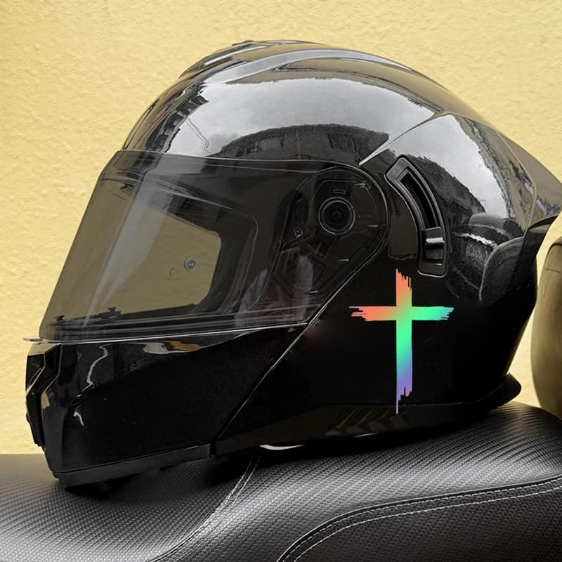 2 Pezzi Adesivi Classici a Croce per Moto, Decalcomania in Vinile Impermeabile per Casco, Serbatoio Carburante e Carena