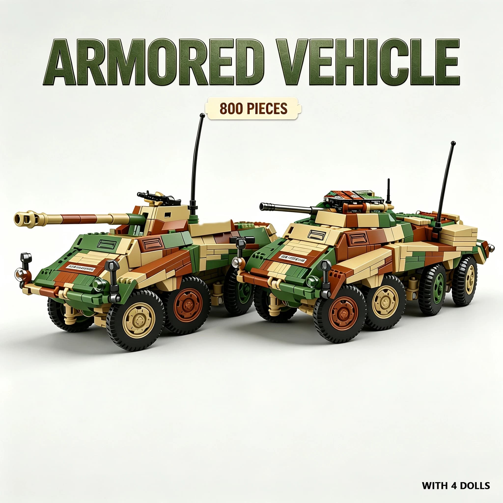 800PCS+ Army Heavy Armored Vehicle Assembly Toy Building Set, Table Decoration for Military Enthusiasts' Collection Items