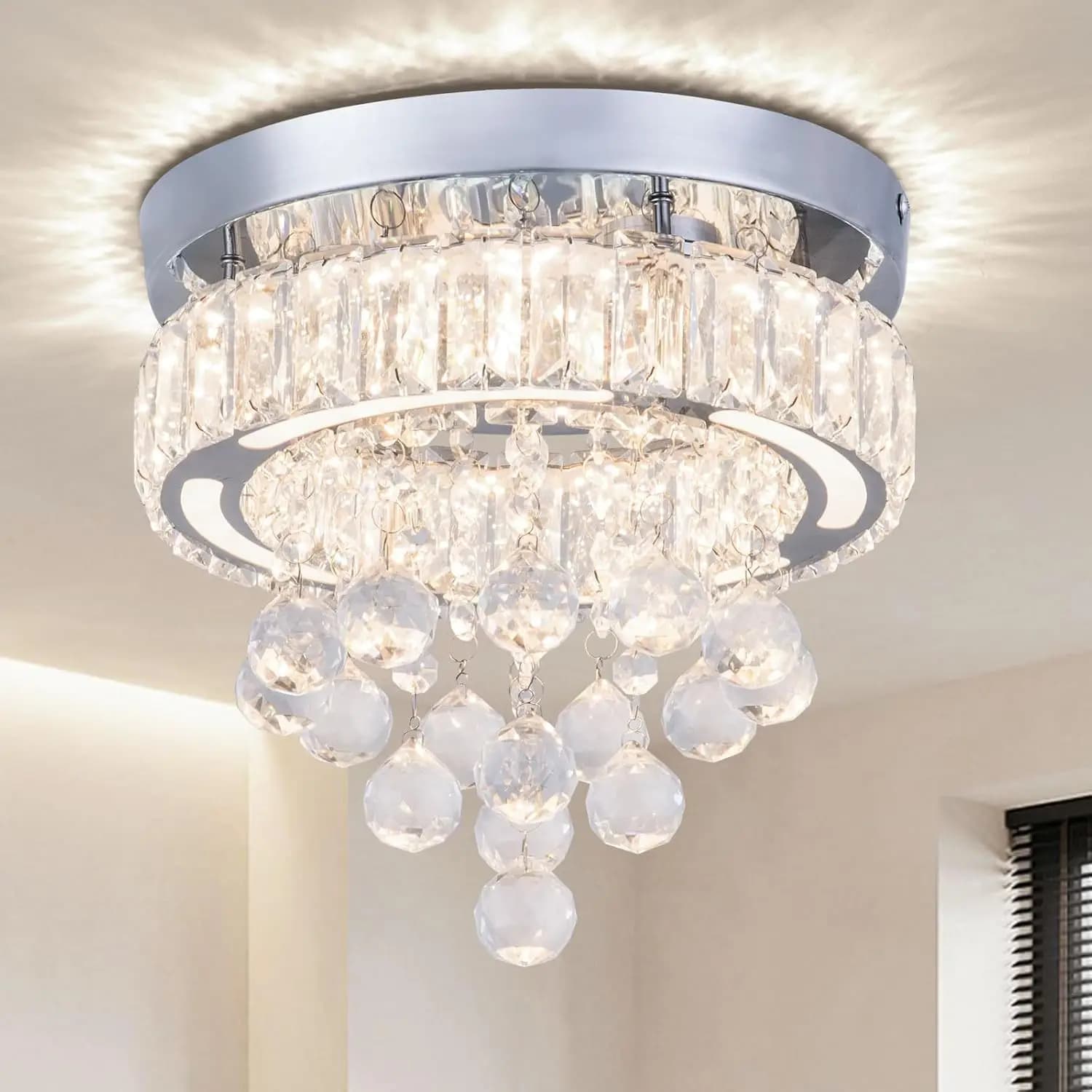 Crystal chandelier Modern ceiling lamp LED Small recessed chandelier Crystal ceiling lamp for bedroom