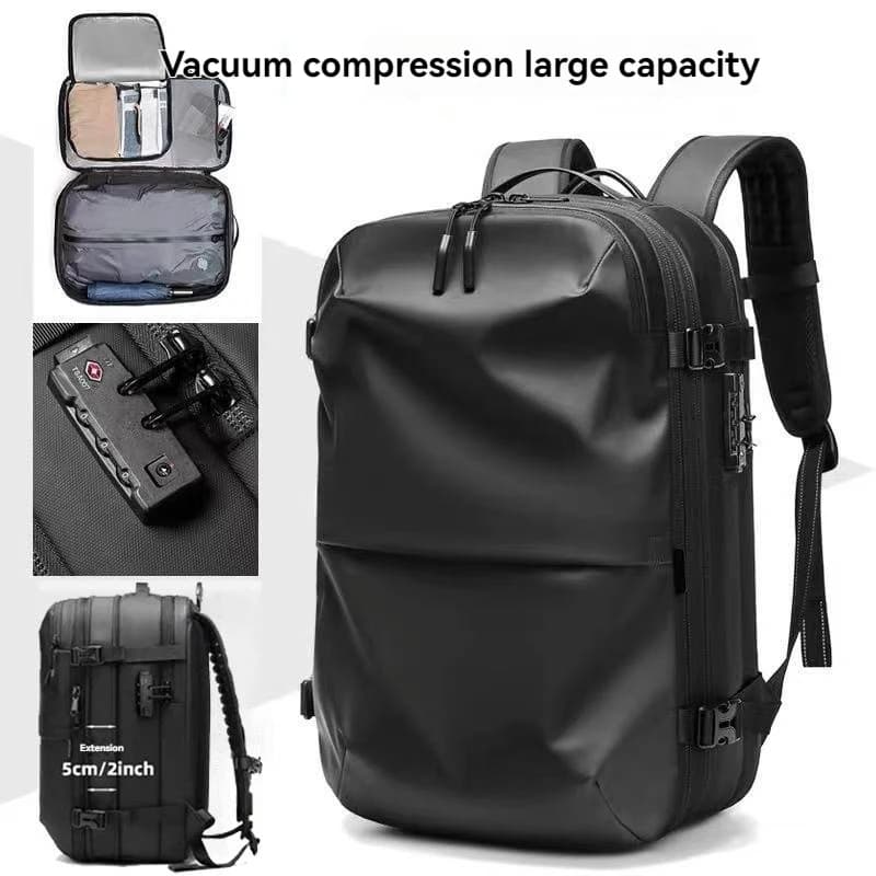 Zaino da viaggio sigillato sottovuoto, sistema di compressione dell'aria espandibile con lucchetto TSA impermeabile, zaino da viaggio